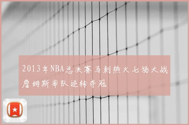 2013年NBA总决赛马刺热火七场大战詹姆斯率队逆转夺冠